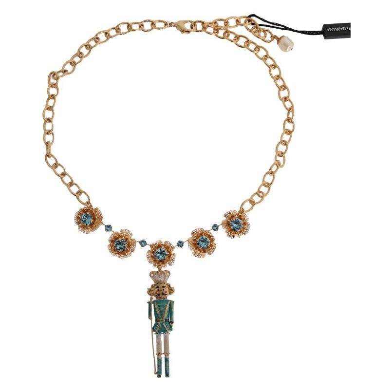 Dolce & Gabbana Elegant Gold Crystal Statement Necklace Necklace Dolce & Gabbana