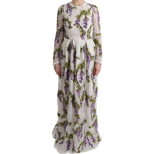 Dolce & Gabbana White Floral Embroidered Maxi Dress