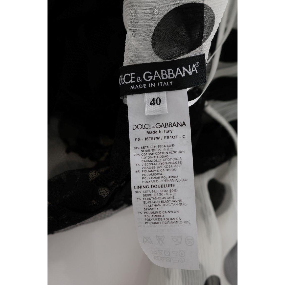 Dolce & Gabbana Black White Polka Dotted Floral Dress