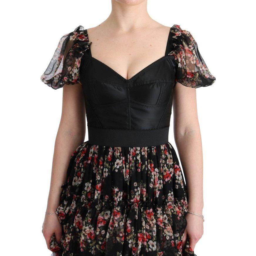 Dolce & Gabbana Multicolor Silk Stretch Floral Shift Long Dress 1728,25% Nylon,5% Elastane,67345645728,Clothing,Dolce & Gabbana,Dresses - Clothing,Dresses - Women - Clothing,IT36 | XS,Long - Dresses - Clothing,Material: 70% Silk,Multicolor,New with tags,P