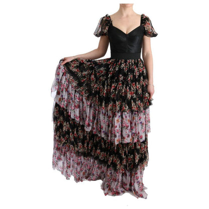 Dolce & Gabbana Multicolor Silk Stretch Floral Shift Long Dress 1728,25% Nylon,5% Elastane,67345645728,Clothing,Dolce & Gabbana,Dresses - Clothing,Dresses - Women - Clothing,IT36 | XS,Long - Dresses - Clothing,Material: 70% Silk,Multicolor,New with tags,P