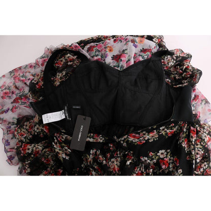 Dolce & Gabbana Multicolor Silk Stretch Floral Shift Long Dress 1728,25% Nylon,5% Elastane,67345645728,Clothing,Dolce & Gabbana,Dresses - Clothing,Dresses - Women - Clothing,IT36 | XS,Long - Dresses - Clothing,Material: 70% Silk,Multicolor,New with tags,P