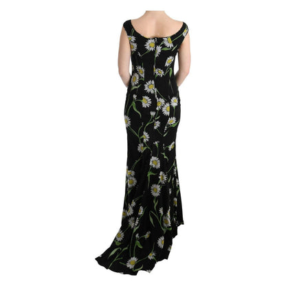 Dolce & Gabbana Sunflower Silk Stretch Sheath Dress 1728,5% Elastane,67345645728,Black,Clothing,Dolce & Gabbana,Dresses - Clothing,Dresses - Women - Clothing,IT42|M,IT44|L,Long - Dresses - Clothing,Material: 95% Silk,New with tags,Pattern - Dresses - Clot