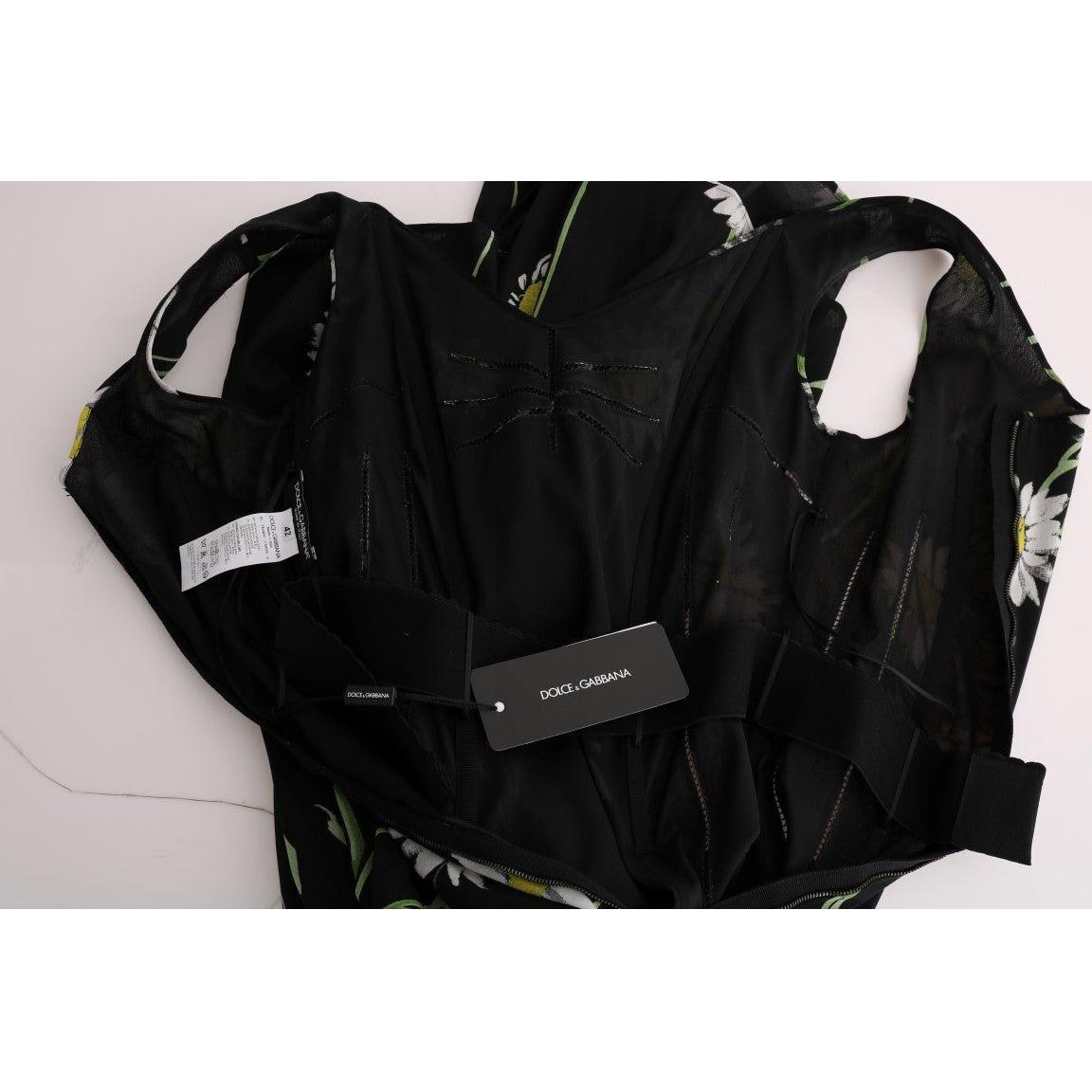 Dolce & Gabbana Sunflower Silk Stretch Sheath Dress 1728,5% Elastane,67345645728,Black,Clothing,Dolce & Gabbana,Dresses - Clothing,Dresses - Women - Clothing,IT42|M,IT44|L,Long - Dresses - Clothing,Material: 95% Silk,New with tags,Pattern - Dresses - Clot