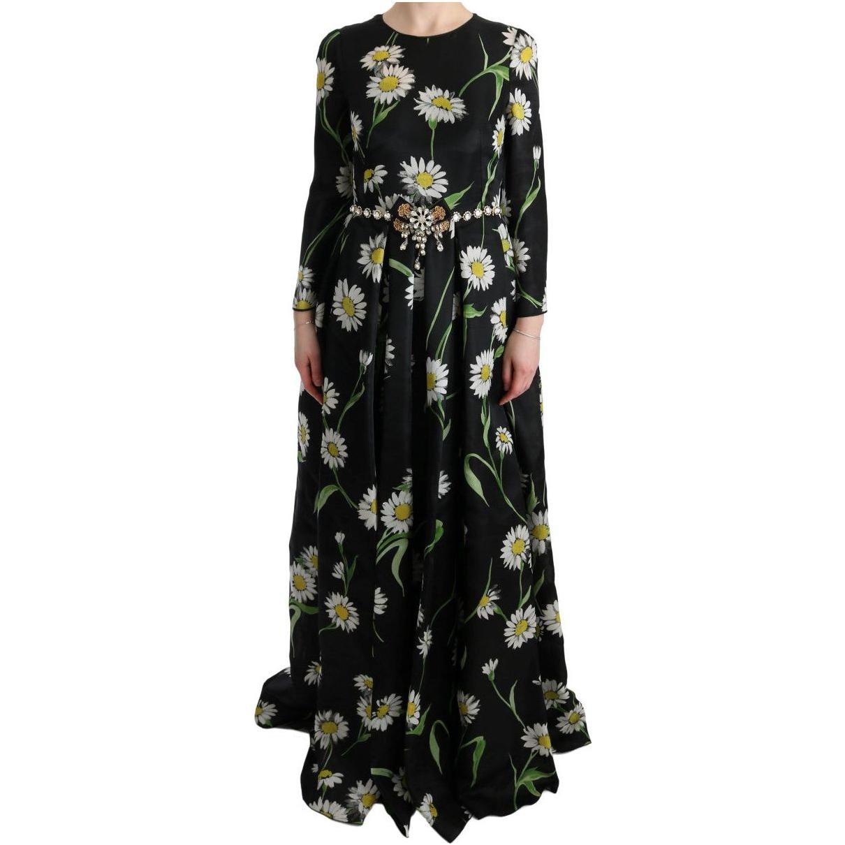 Dolce & Gabbana Multicolor Silk Sunflower Print Long Maxi Dress 1728,67345645728,Clothing,Dolce & Gabbana,Dresses - Clothing,Dresses - Women - Clothing,IT38|XS,Long - Dresses - Clothing,Longsleeve - Dresses - Clothing,Material: 100% Silk,Multicolor,New wi