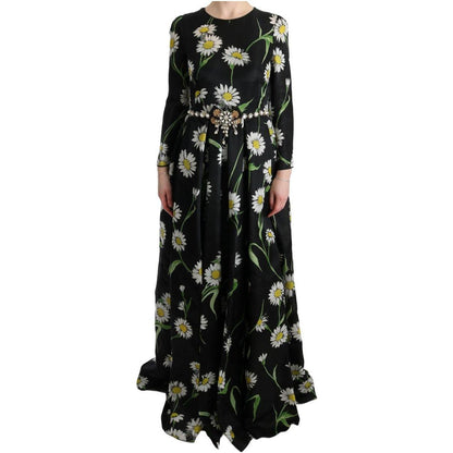 Dolce & Gabbana Multicolor Silk Sunflower Print Long Maxi Dress 1728,67345645728,Clothing,Dolce & Gabbana,Dresses - Clothing,Dresses - Women - Clothing,IT38|XS,Long - Dresses - Clothing,Longsleeve - Dresses - Clothing,Material: 100% Silk,Multicolor,New wi