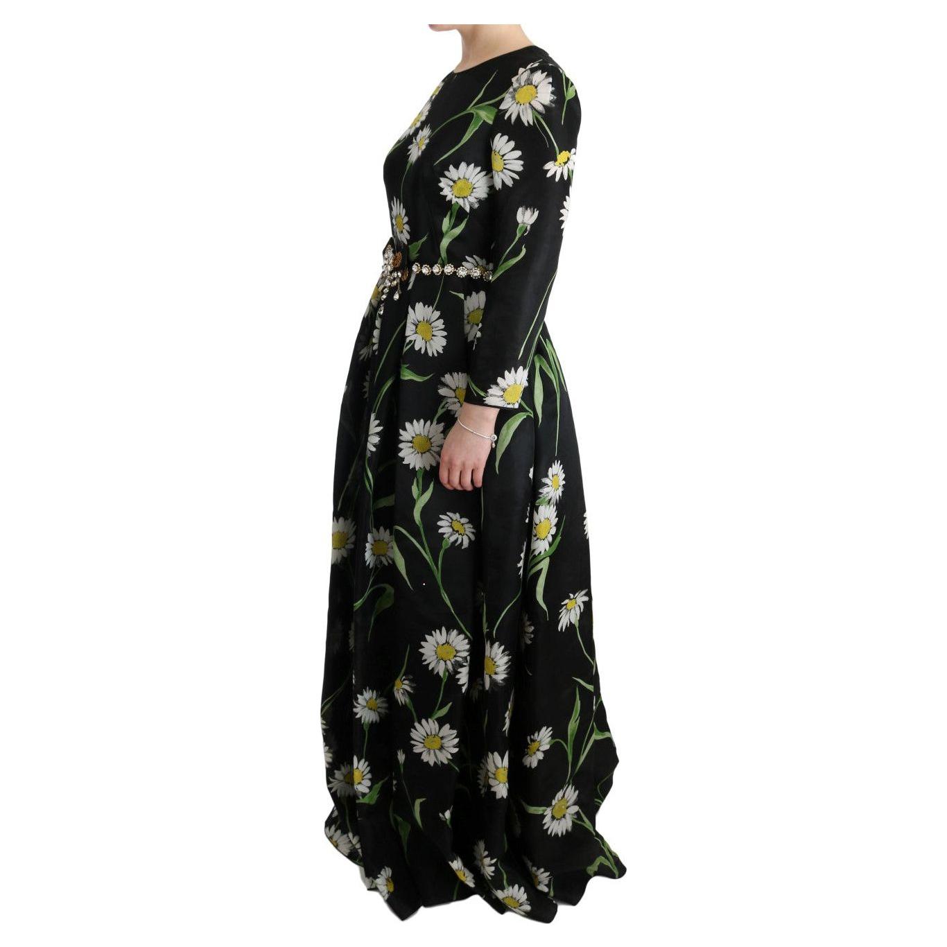 Dolce & Gabbana Multicolor Silk Sunflower Print Long Maxi Dress 1728,67345645728,Clothing,Dolce & Gabbana,Dresses - Clothing,Dresses - Women - Clothing,IT38|XS,Long - Dresses - Clothing,Longsleeve - Dresses - Clothing,Material: 100% Silk,Multicolor,New wi