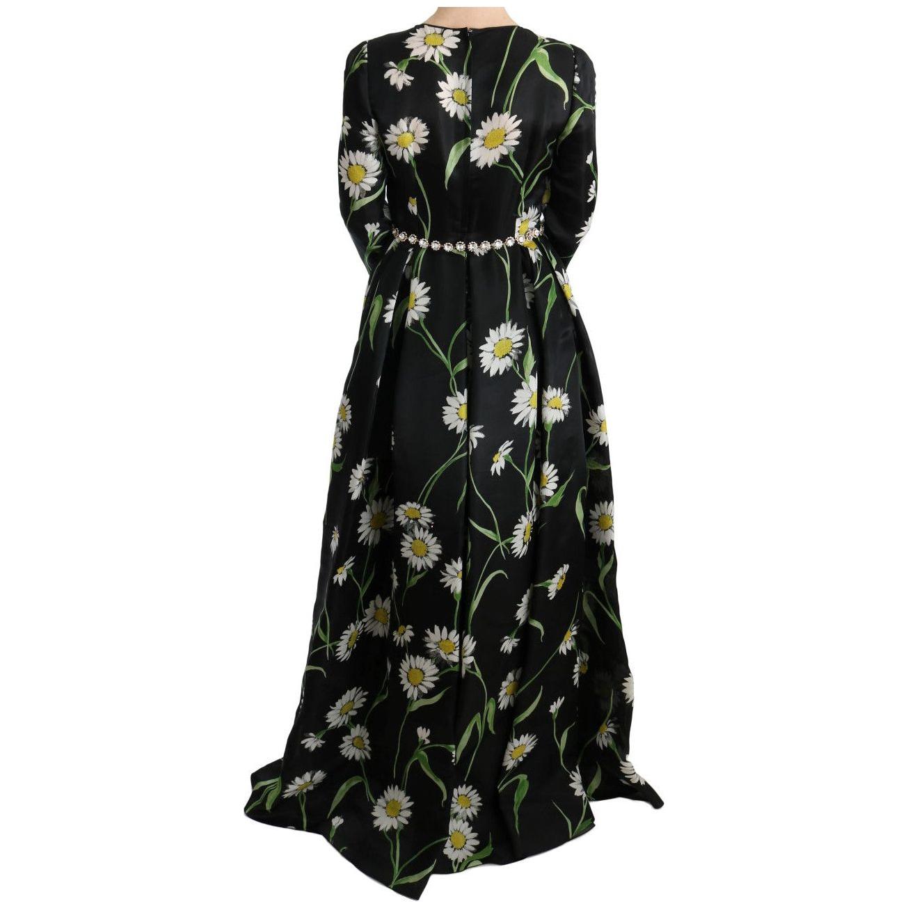 Dolce & Gabbana Multicolor Silk Sunflower Print Long Maxi Dress 1728,67345645728,Clothing,Dolce & Gabbana,Dresses - Clothing,Dresses - Women - Clothing,IT38|XS,Long - Dresses - Clothing,Longsleeve - Dresses - Clothing,Material: 100% Silk,Multicolor,New wi