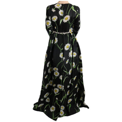 Dolce & Gabbana Multicolor Silk Sunflower Print Long Maxi Dress 1728,67345645728,Clothing,Dolce & Gabbana,Dresses - Clothing,Dresses - Women - Clothing,IT38|XS,Long - Dresses - Clothing,Longsleeve - Dresses - Clothing,Material: 100% Silk,Multicolor,New wi