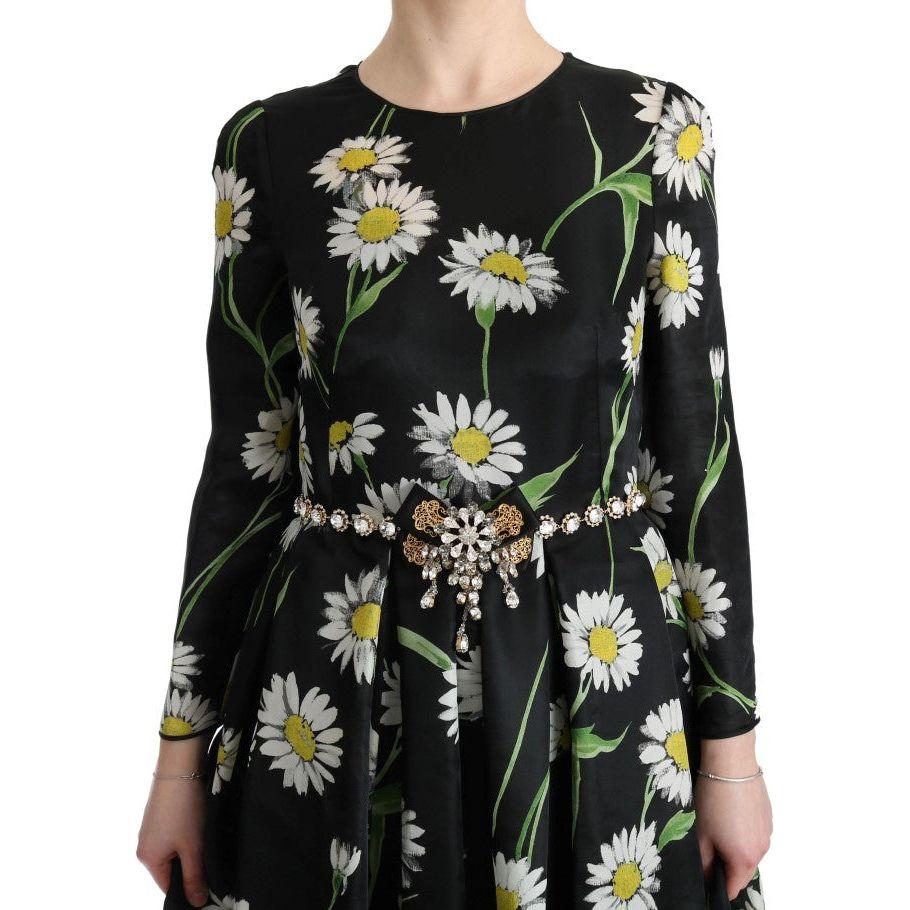 Dolce & Gabbana Multicolor Silk Sunflower Print Long Maxi Dress 1728,67345645728,Clothing,Dolce & Gabbana,Dresses - Clothing,Dresses - Women - Clothing,IT38|XS,Long - Dresses - Clothing,Longsleeve - Dresses - Clothing,Material: 100% Silk,Multicolor,New wi