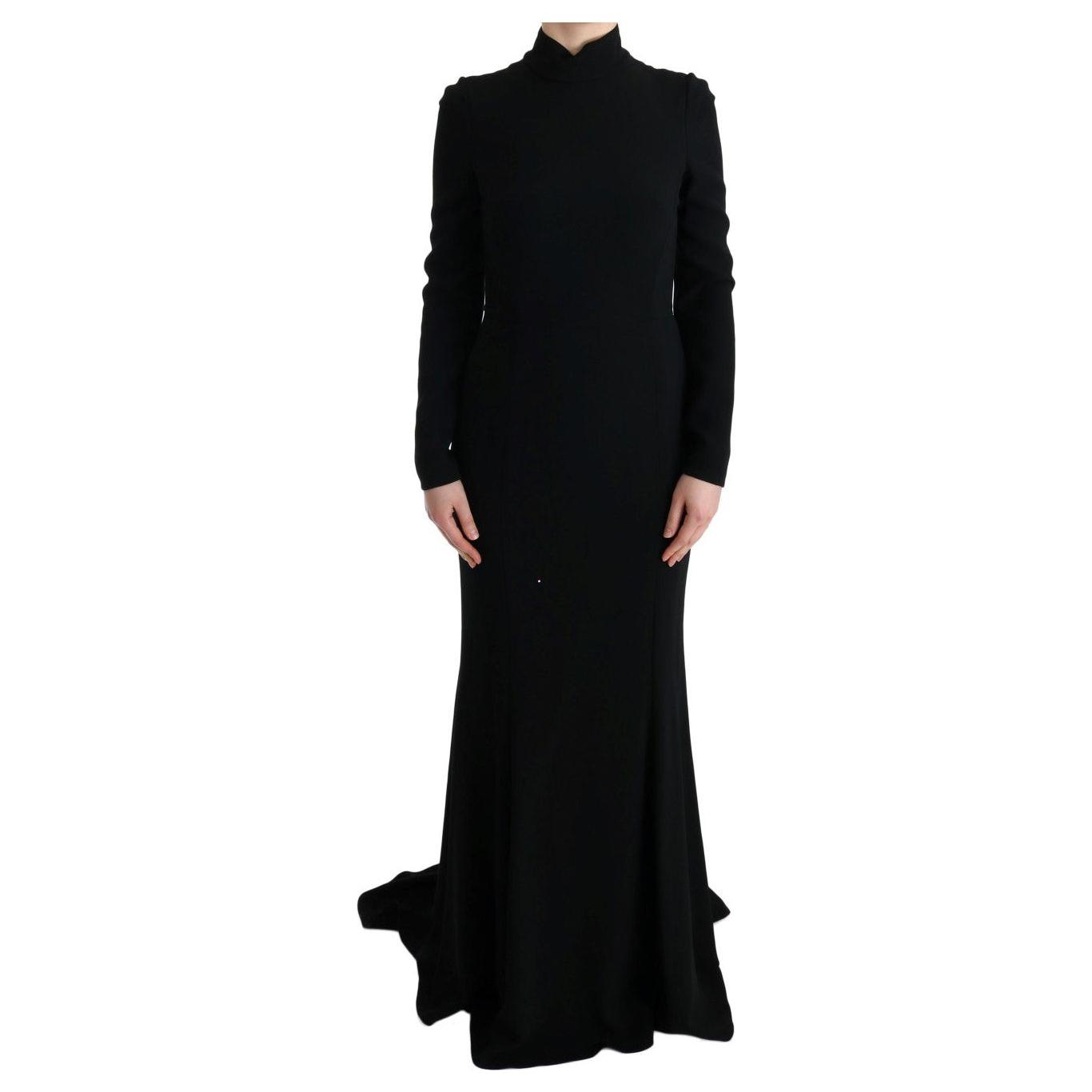 Dolce & Gabbana Black Stretch Long Gown Sheath Dress