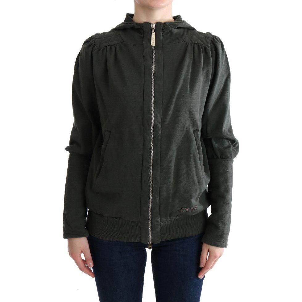 Exte Gray Top Hooded Cotton Zipper Sweater 1728,67345645728,Clothing,Exte,Gray,IT40|S,Material: 100% Cotton,New with tags,Sweaters - Clothing,Sweaters - Women - Clothing,Sweatshirts - Sweaters - Clothing,Women,Women - Clothing