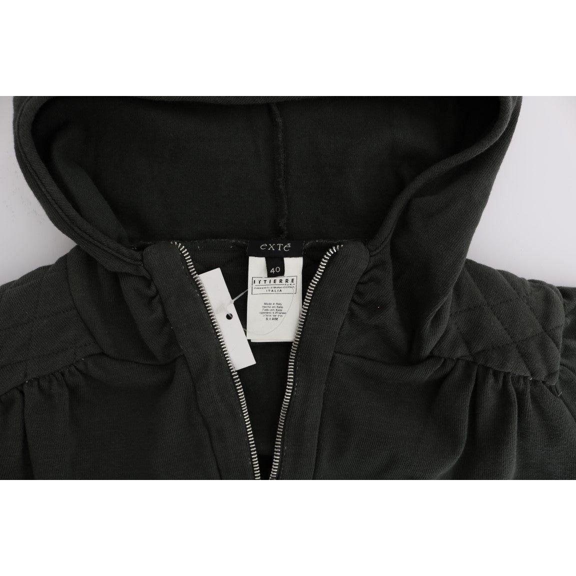 Exte Gray Top Hooded Cotton Zipper Sweater 1728,67345645728,Clothing,Exte,Gray,IT40|S,Material: 100% Cotton,New with tags,Sweaters - Clothing,Sweaters - Women - Clothing,Sweatshirts - Sweaters - Clothing,Women,Women - Clothing