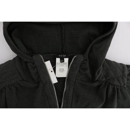 Exte Gray Top Hooded Cotton Zipper Sweater 1728,67345645728,Clothing,Exte,Gray,IT40|S,Material: 100% Cotton,New with tags,Sweaters - Clothing,Sweaters - Women - Clothing,Sweatshirts - Sweaters - Clothing,Women,Women - Clothing