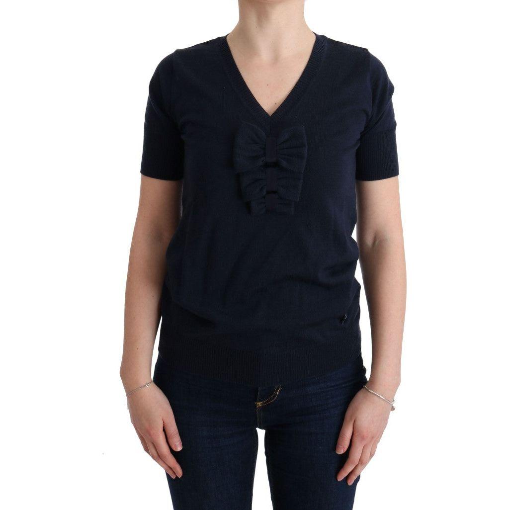 MARGHI LO' Elegant Blue Wool Top - Chic Everyday Elegance MARGHI LO'