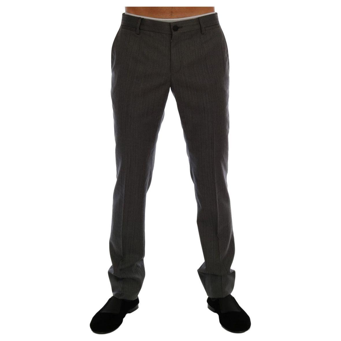 Dolce & Gabbana Gray Wool Striped Formal Pants 1728,67345645728,Casual Pants - Pants - Clothing,Clothing,Dolce & Gabbana,Gray,IT54 | XL,Jeans & Pants - Men - Clothing,Material: 100% Wool,Men,Men - Clothing,New with tags,Pants - Clothing