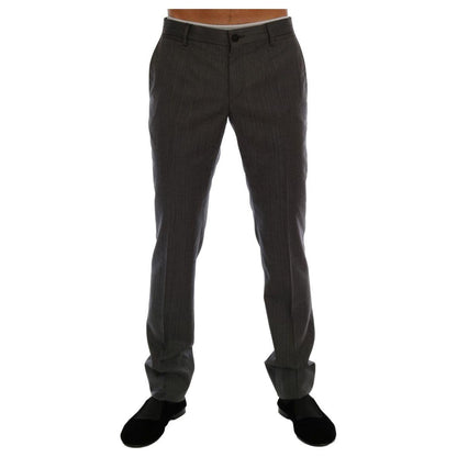 Dolce & Gabbana Gray Wool Striped Formal Pants 1728,67345645728,Casual Pants - Pants - Clothing,Clothing,Dolce & Gabbana,Gray,IT54 | XL,Jeans & Pants - Men - Clothing,Material: 100% Wool,Men,Men - Clothing,New with tags,Pants - Clothing