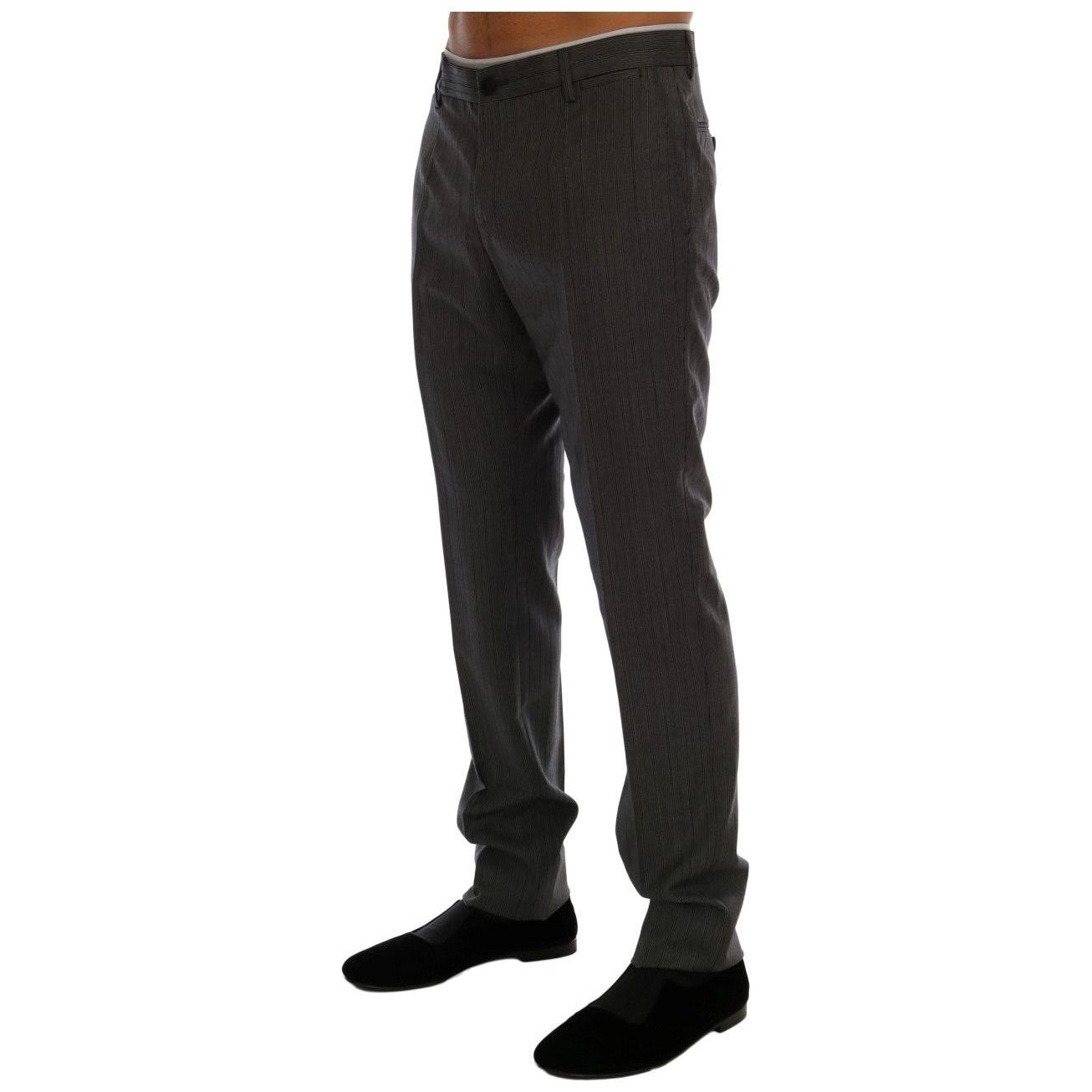 Dolce & Gabbana Gray Wool Striped Formal Pants 1728,67345645728,Casual Pants - Pants - Clothing,Clothing,Dolce & Gabbana,Gray,IT54 | XL,Jeans & Pants - Men - Clothing,Material: 100% Wool,Men,Men - Clothing,New with tags,Pants - Clothing