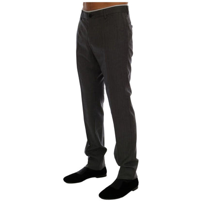 Dolce & Gabbana Gray Wool Striped Formal Pants 1728,67345645728,Casual Pants - Pants - Clothing,Clothing,Dolce & Gabbana,Gray,IT54 | XL,Jeans & Pants - Men - Clothing,Material: 100% Wool,Men,Men - Clothing,New with tags,Pants - Clothing