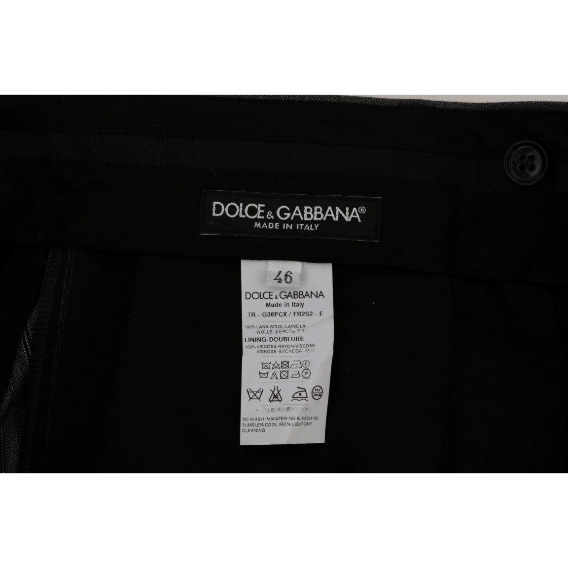 Dolce & Gabbana Gray Wool Striped Formal Pants 1728,67345645728,Casual Pants - Pants - Clothing,Clothing,Dolce & Gabbana,Gray,IT54 | XL,Jeans & Pants - Men - Clothing,Material: 100% Wool,Men,Men - Clothing,New with tags,Pants - Clothing