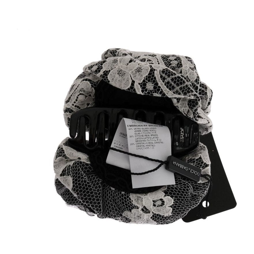 مشبك شعر أنيق من دولتشي آند غابانا مزين بالزهور باللونين الأبيض والأسود