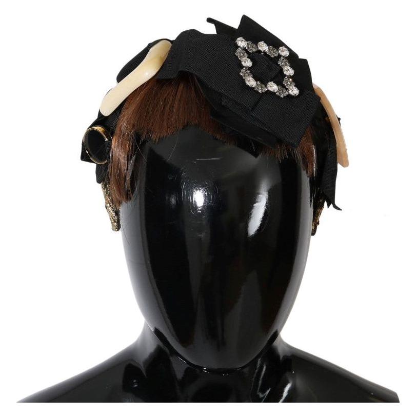 عصابة رأس مزينة بالكريستال باللون البني الذهبي من دولتشي آند غابانا