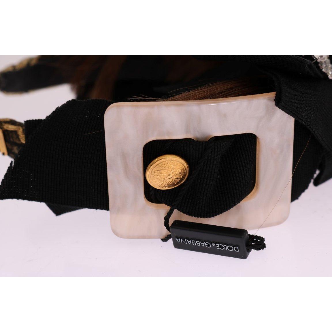 عصابة رأس مزينة بالكريستال باللون البني الذهبي من دولتشي آند غابانا