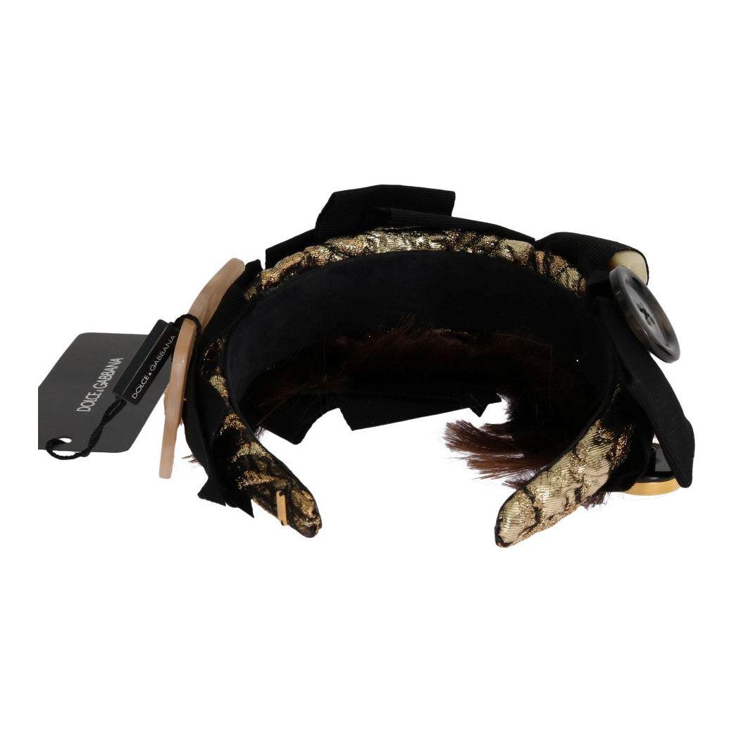 عصابة رأس مزينة بالكريستال باللون البني الذهبي من دولتشي آند غابانا