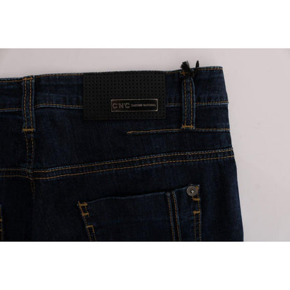 Costume National Blue Cotton Bootcut Flared Jeans