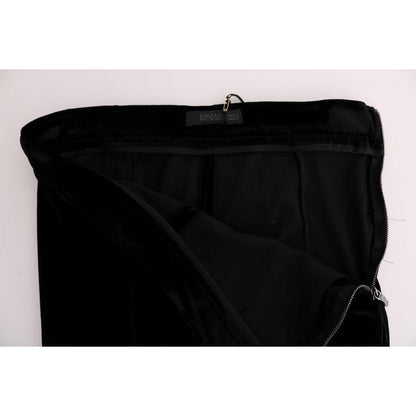 Ermanno Scervino Black Velvet Slim Fit Pants 1728,18% Silk,5% Spandex,67345645728,Black,Clothing,Ermanno Scervino,IT38|XS,IT42|M,IT44|L,Jeans & Pants - Women - Clothing,Material: 77% Viscose,New with tags,Pants - Clothing,Skinny Pants - Pants - Clothing,W