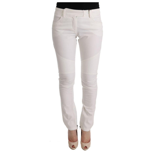 Ermanno Scervino White Cotton Slim Fit Casual Pants 1728,67345645728,Casual Pants - Pants - Clothing,Clothing,Ermanno Scervino,IT40|S,Jeans & Pants - Women - Clothing,Material: 100% Cotton,New with tags,Pants - Clothing,White,Women,Women - Clothing