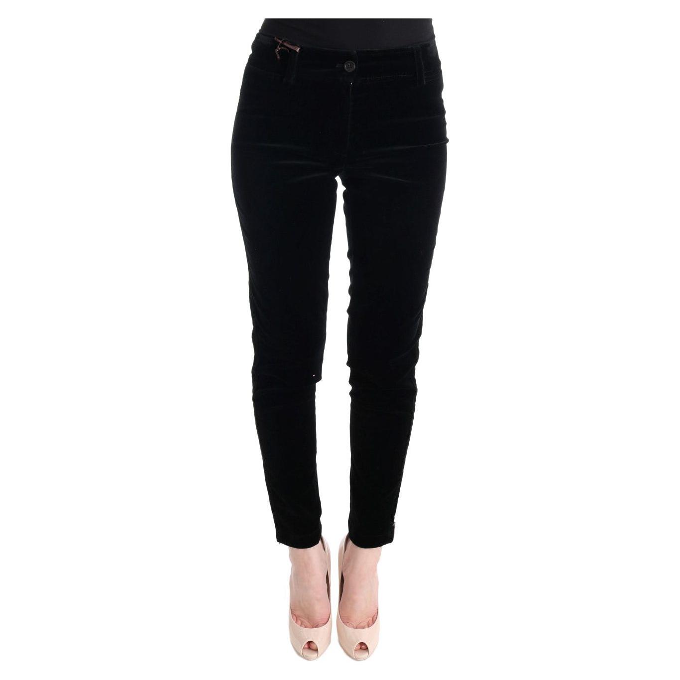 Ermanno Scervino Black Viscose Blend Velvet Cropped Pants Ermanno Scervino