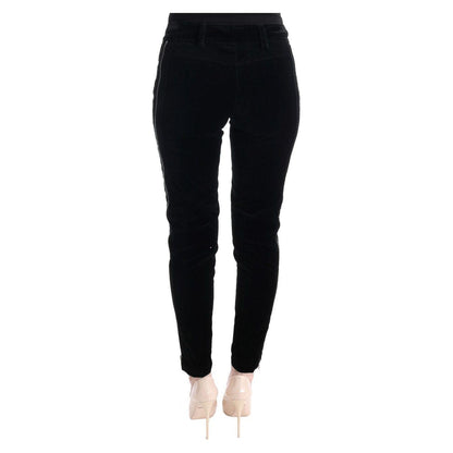 Ermanno Scervino Black Viscose Blend Velvet Cropped Pants Ermanno Scervino
