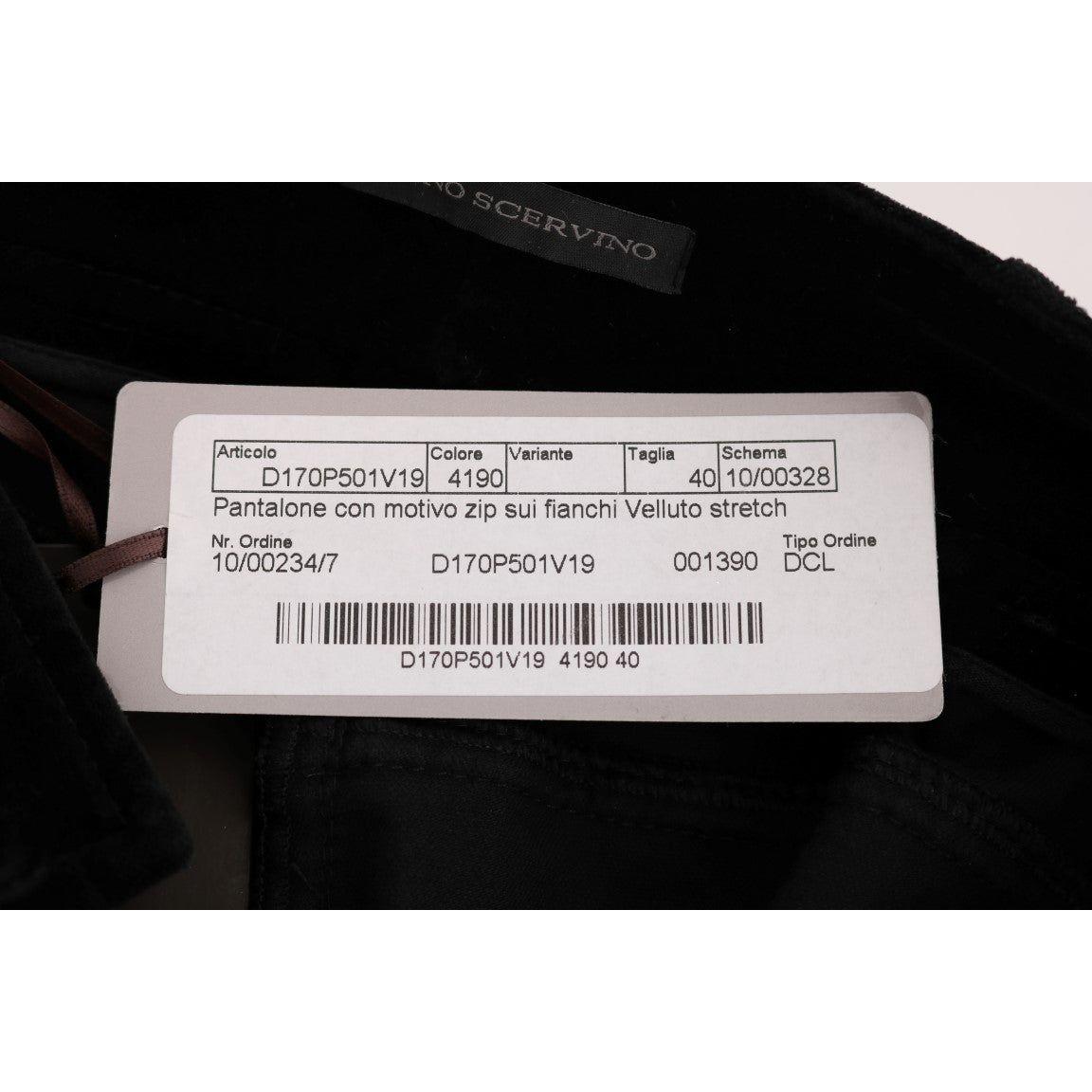 Ermanno Scervino Black Viscose Blend Velvet Cropped Pants