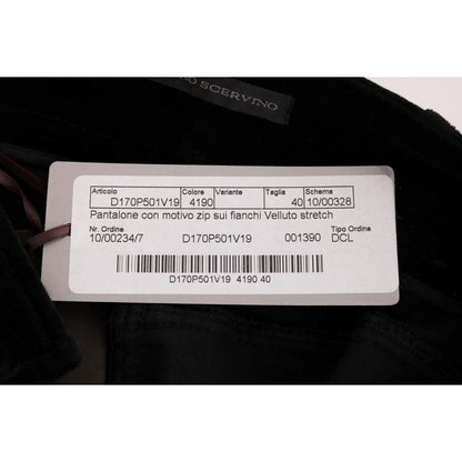 Ermanno Scervino Black Viscose Blend Velvet Cropped Pants Ermanno Scervino