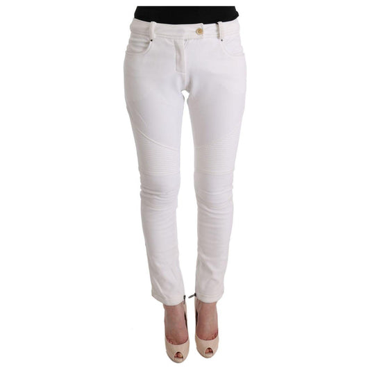 Ermanno Scervino White Cotton Slim Fit Casual Pants 1728,67345645728,Casual Pants - Pants - Clothing,Clothing,Ermanno Scervino,IT40|S,Jeans & Pants - Women - Clothing,Material: 100% Cotton,New with tags,Pants - Clothing,White,Women,Women - Clothing