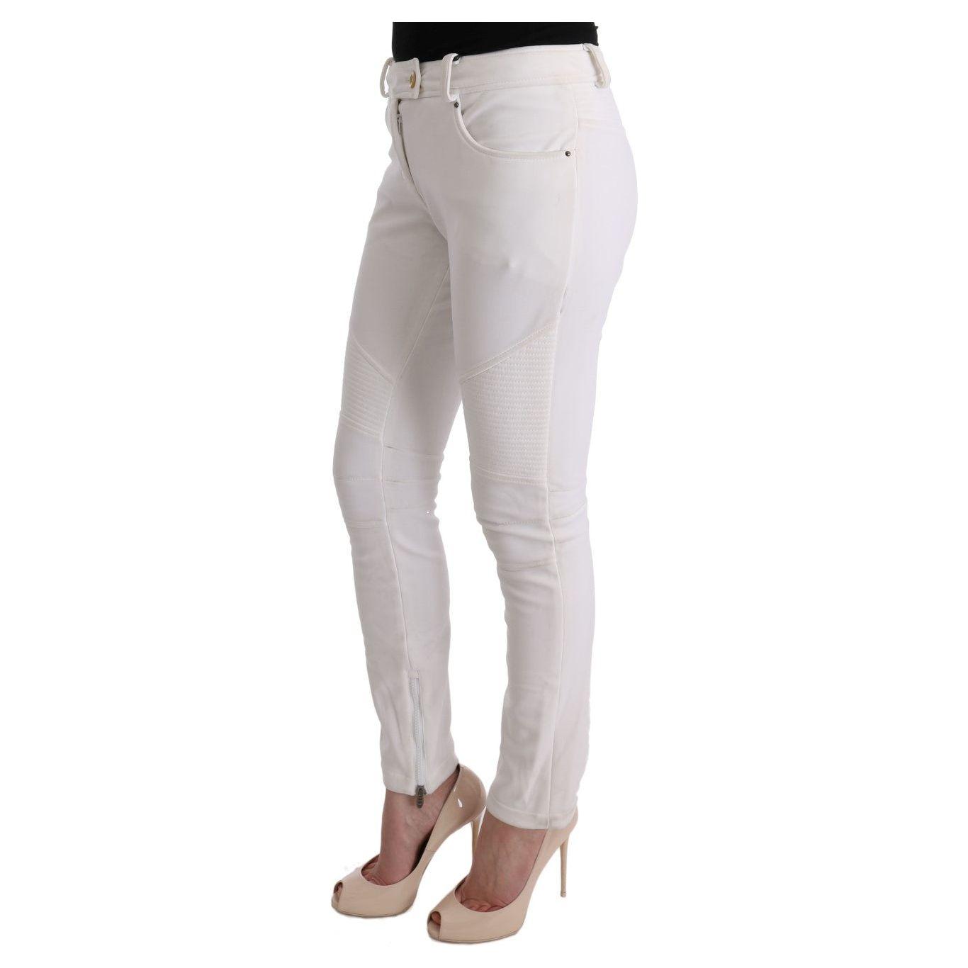 Ermanno Scervino White Cotton Slim Fit Casual Pants