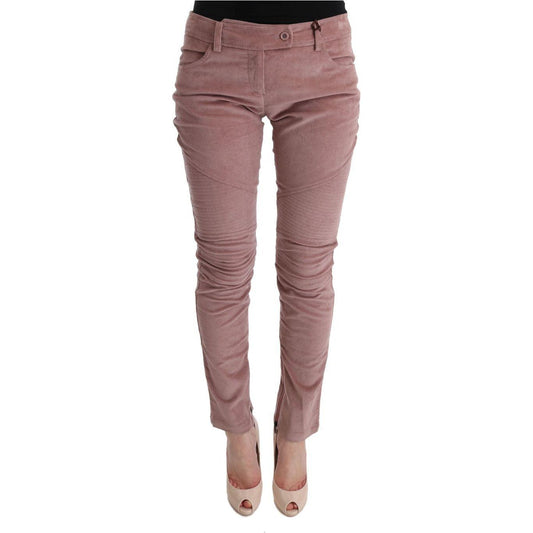 Ermanno Scervino Pink Velvet Cropped Casual Pants 1728,18% Silk,5% Spandex,67345645728,Casual Pants - Pants - Clothing,Clothing,Ermanno Scervino,IT44|L,Jeans & Pants - Women - Clothing,Material: 77% Viscose,New with tags,Pants - Clothing,Pink,Women,Women
