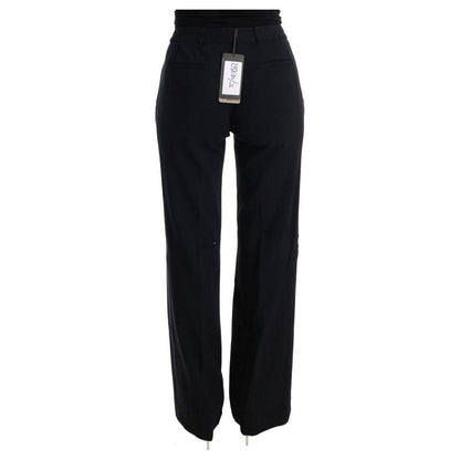 Ermanno Scervino Black Viscose Flare Bootcut Pants Ermanno Scervino