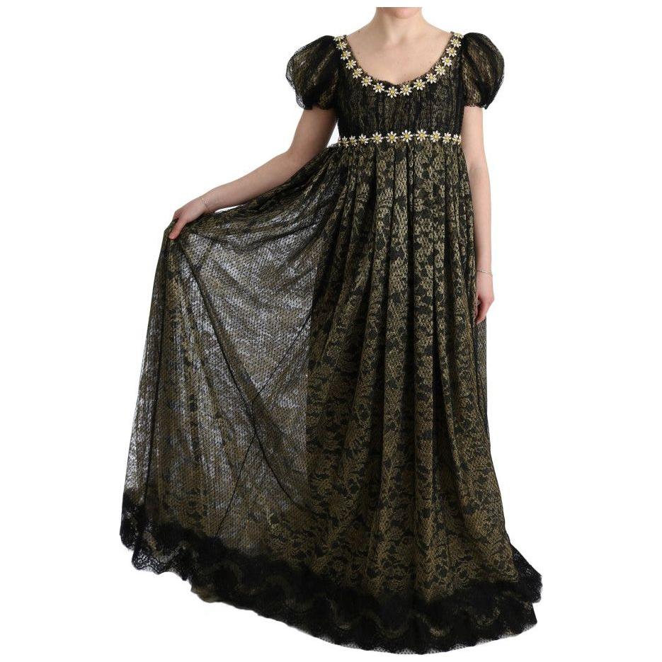 Dolce & Gabbana Black Yellow Crystal Lace Shift Dress 1728,67345645728,76% PA,Black,Clothing,Dolce & Gabbana,Dresses - Clothing,Dresses - Women - Clothing,IT40|S,Long - Dresses - Clothing,Material: 24% Cotton,New with tags,Shortsleeve - Dresses - Clothing
