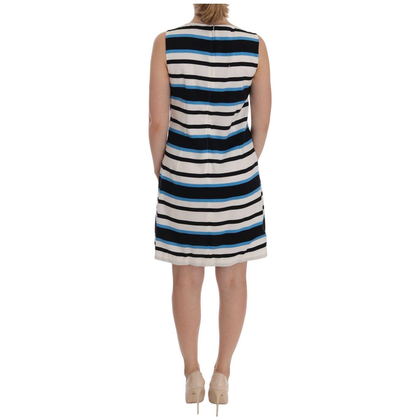 Dolce & Gabbana Elegant Sleeveless Striped Silk Shift Dress Dolce & Gabbana