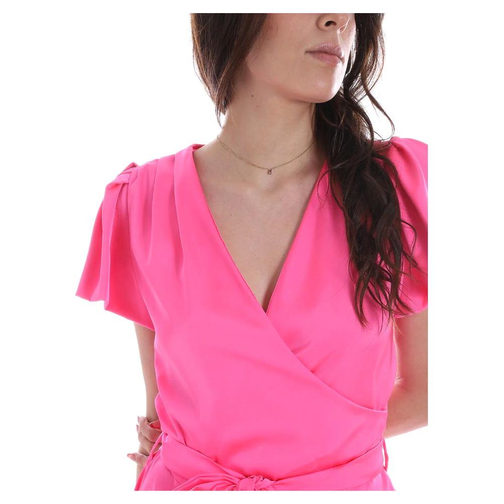 Yes Zee Chic Fuchsia Midi Dress with Belt Detail Yes Zee