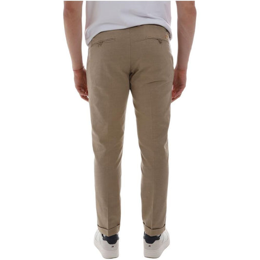 Yes Zee Chic Cotton Chino Trousers in Earthy Brown Yes Zee