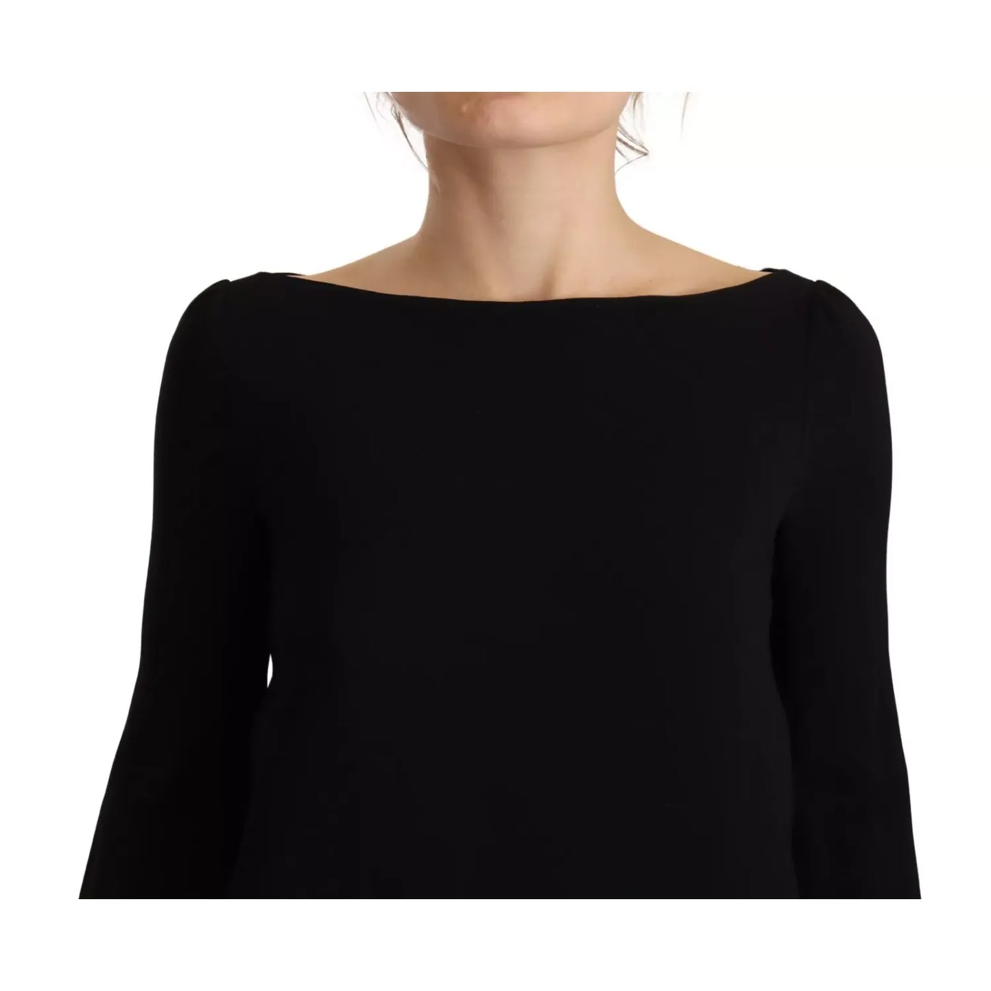 Dsquared² Black Long Sleeves Side Slit Floor Length Dress