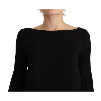 Dsquared² Black Long Sleeves Side Slit Floor Length Dress