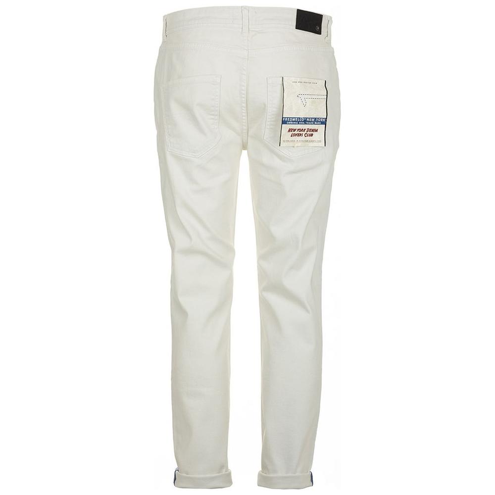 Fred Mello Elegant White Denim Trousers for Men Fred Mello