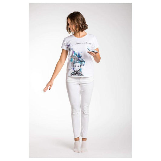 A.Tratti Chic White Stretch Viscose Tee A.Tratti