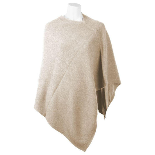 Emilio Romanelli Chic V-Neck Cashmere Poncho in Beige Emilio Romanelli