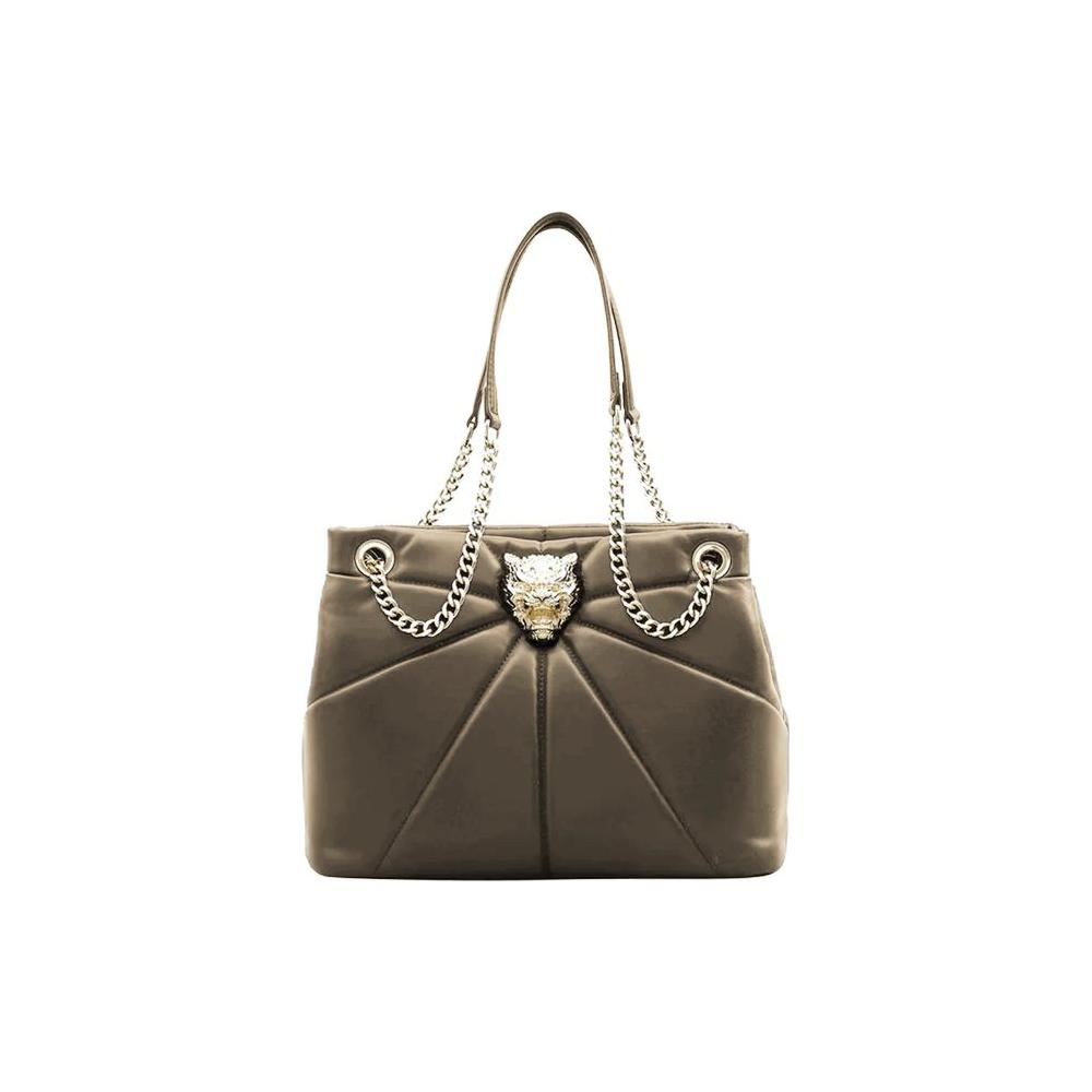 Plein Sport Elegant Faux Leather Gold-Chain Tote Plein Sport