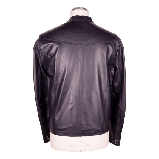 Emilio Romanelli Sleek Black Genuine Leather Jacket Emilio Romanelli